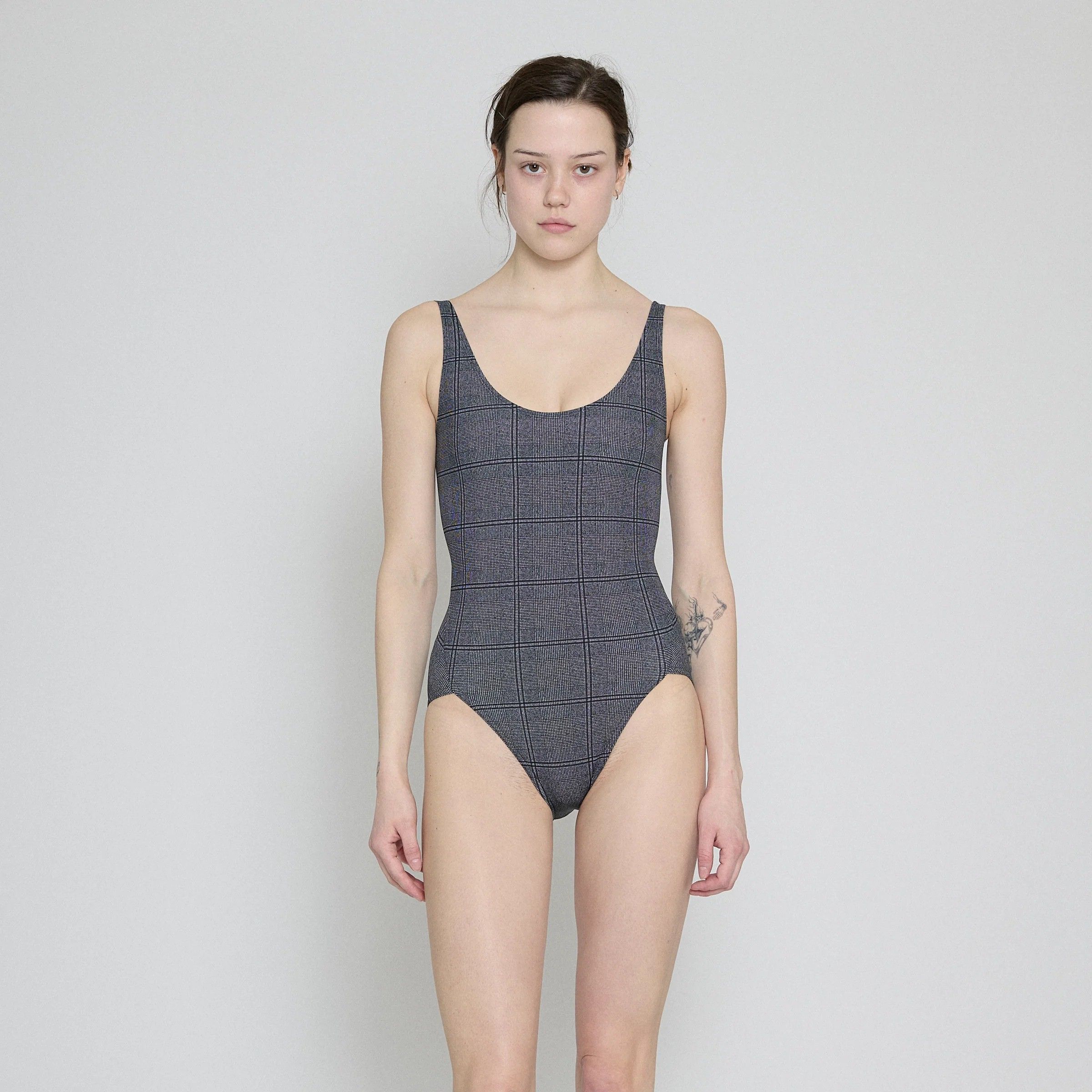 Glen Check Scoop Neck One Piece