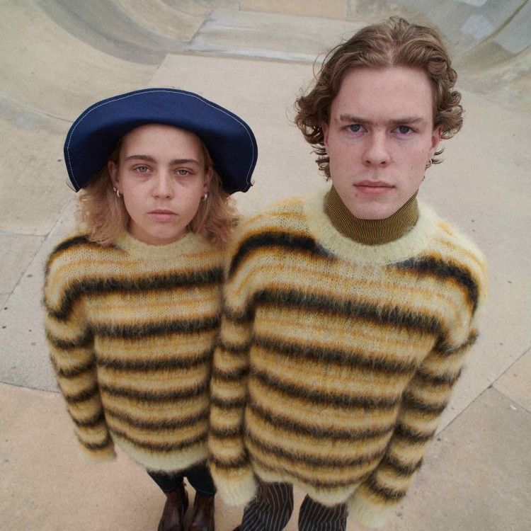 Brushed Knit Striped Sweater