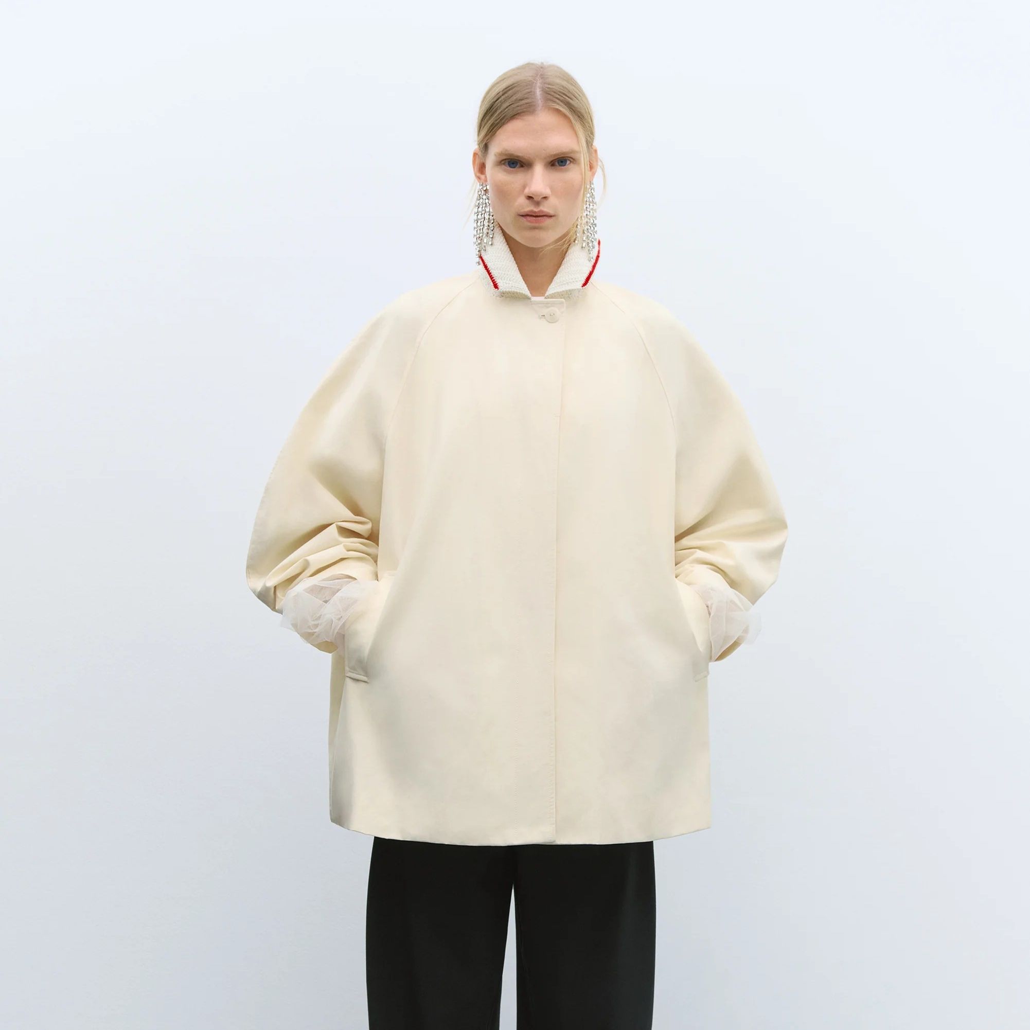 CROCHET COLLAR JACKET CREAM