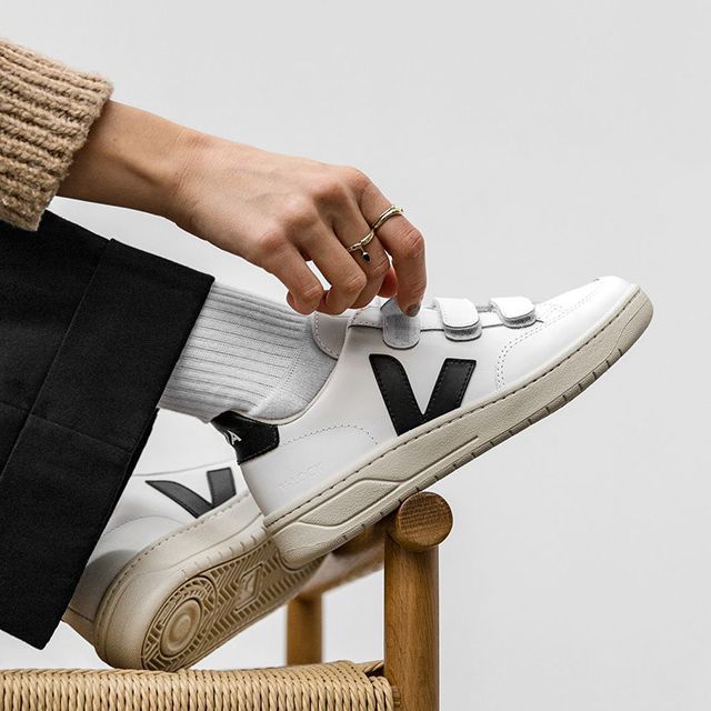 White V-Lock Leather Sneakers
