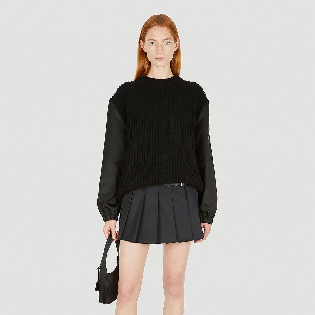 Contrast Sleeve Military Sweater
