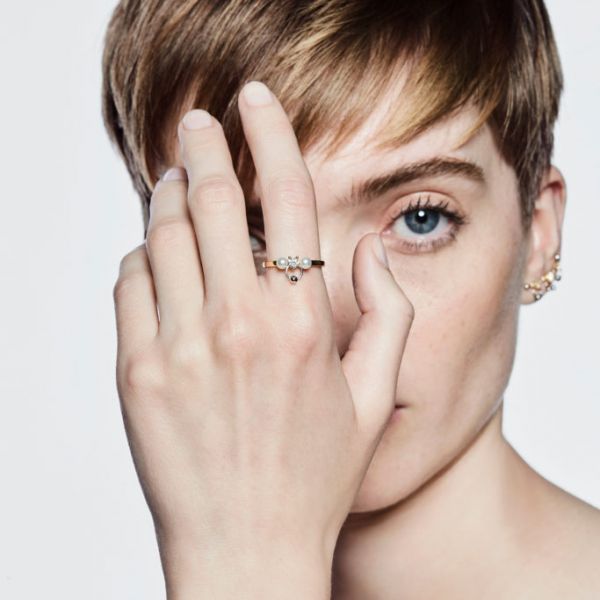 two in one single diamond akoya ring