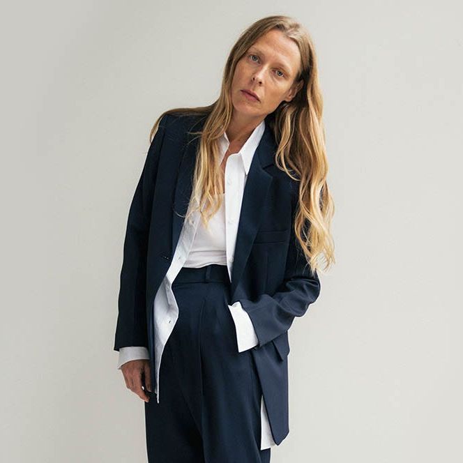 Oversized single-breasted twill jacket