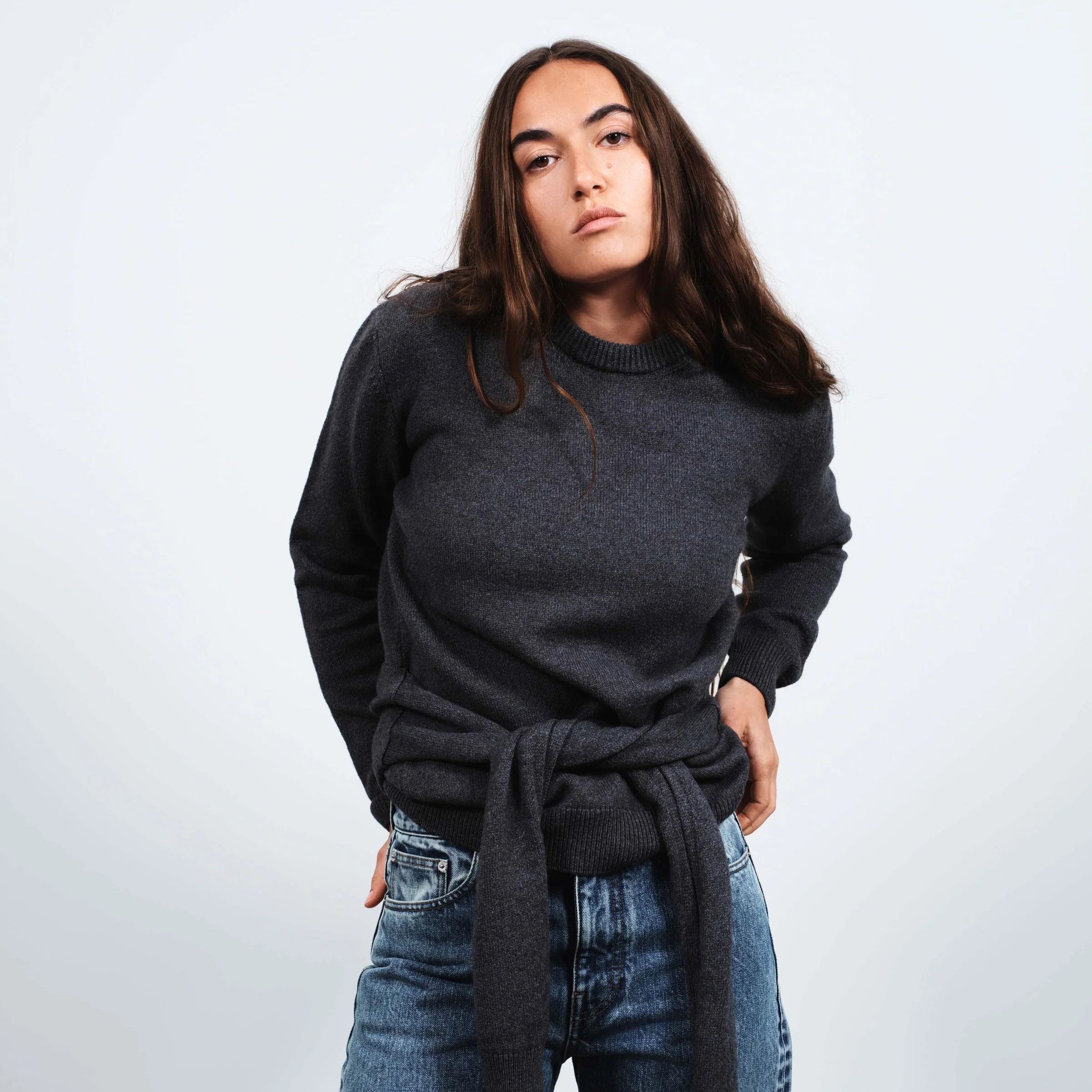 sleeve-tie waisted jumper 