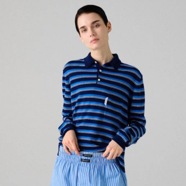 KNIT STRIPE POLO