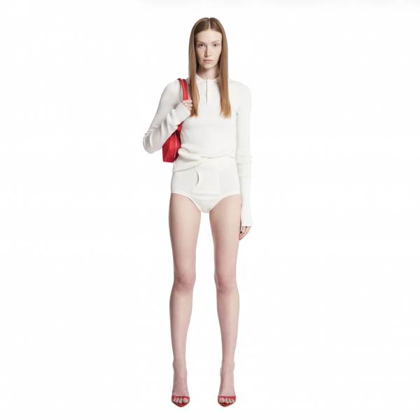 White Ribbed Shorts